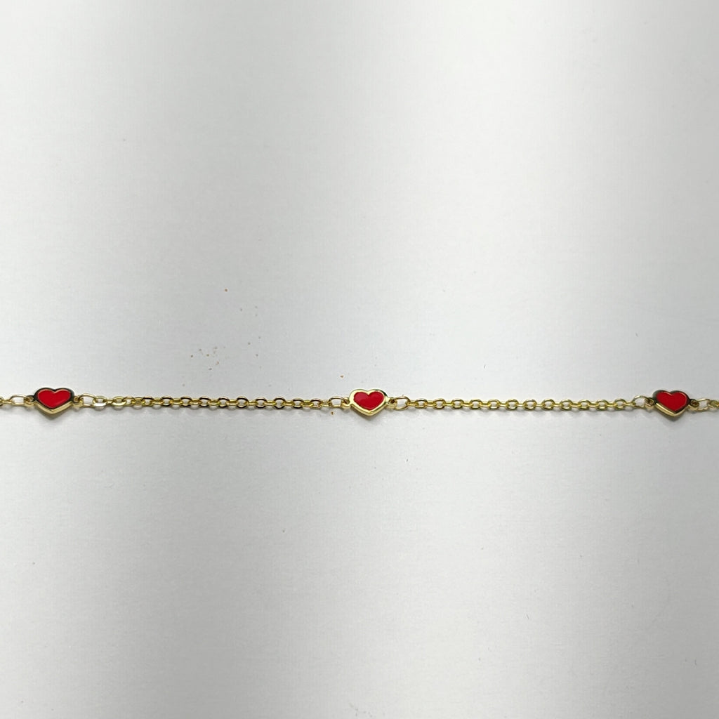 PULSERA ESPECIAL CON CORAZONES 14K 18 CM 1.4 GR (NUEVO)