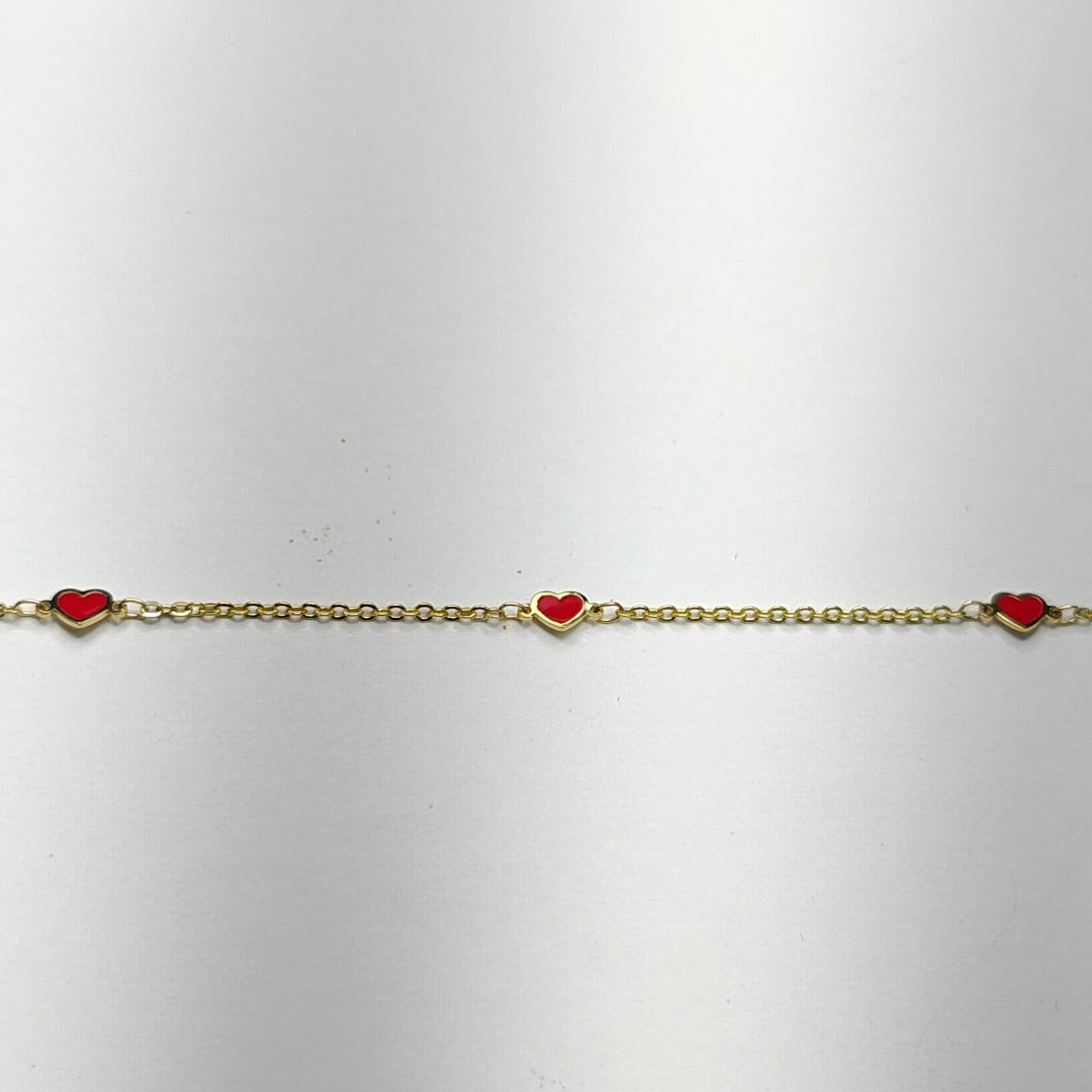 PULSERA ESPECIAL CON CORAZONES 14K 18 CM 1.4 GR (NUEVO)