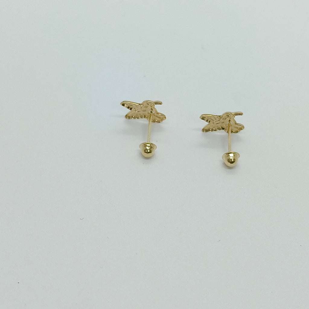 BROQUELES BROQUEL FIG COLIBRI ESMALTE VERDE 14K 0.2138 GR (NUEVO)