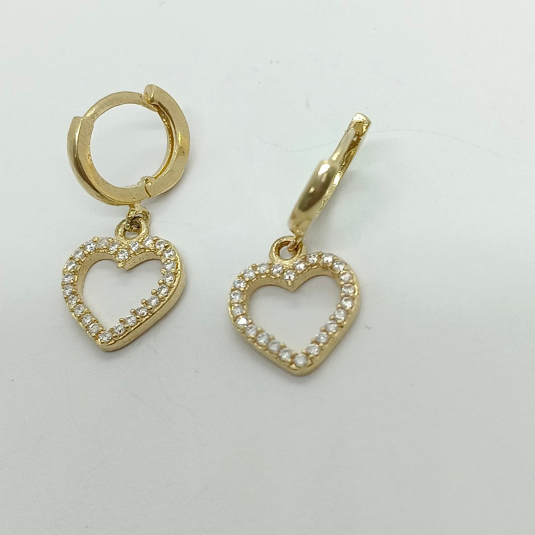 ARETES FIG CORAZON C CIRCONIAS 10K 2.6 GR (NUEVO)