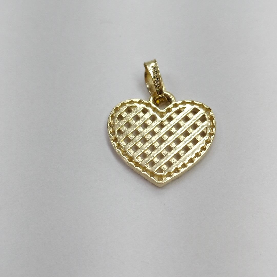 DIJE TEJIDO CORAZON CON CERCO DE CIRCONIAS 14K 1.2 GR (NUEVO)
