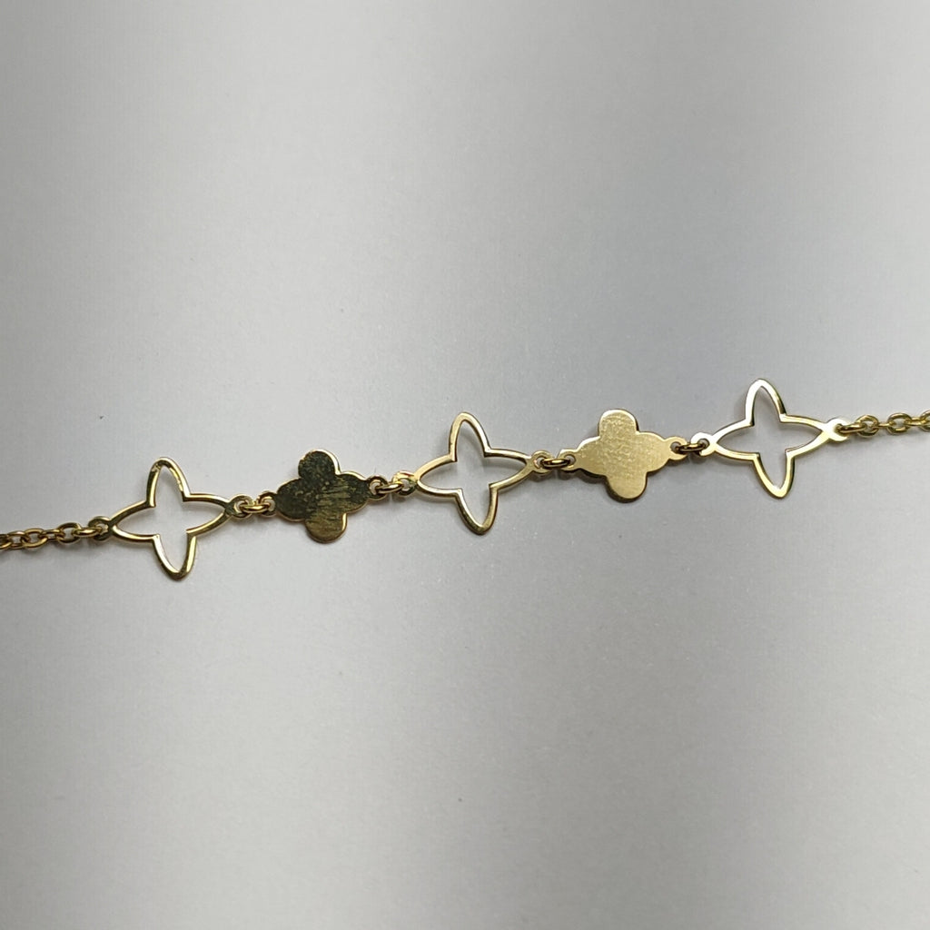 PULSERA TEJIDO ESP CON TREBOL 14K 18 CM 1.5 GR (NUEVO)