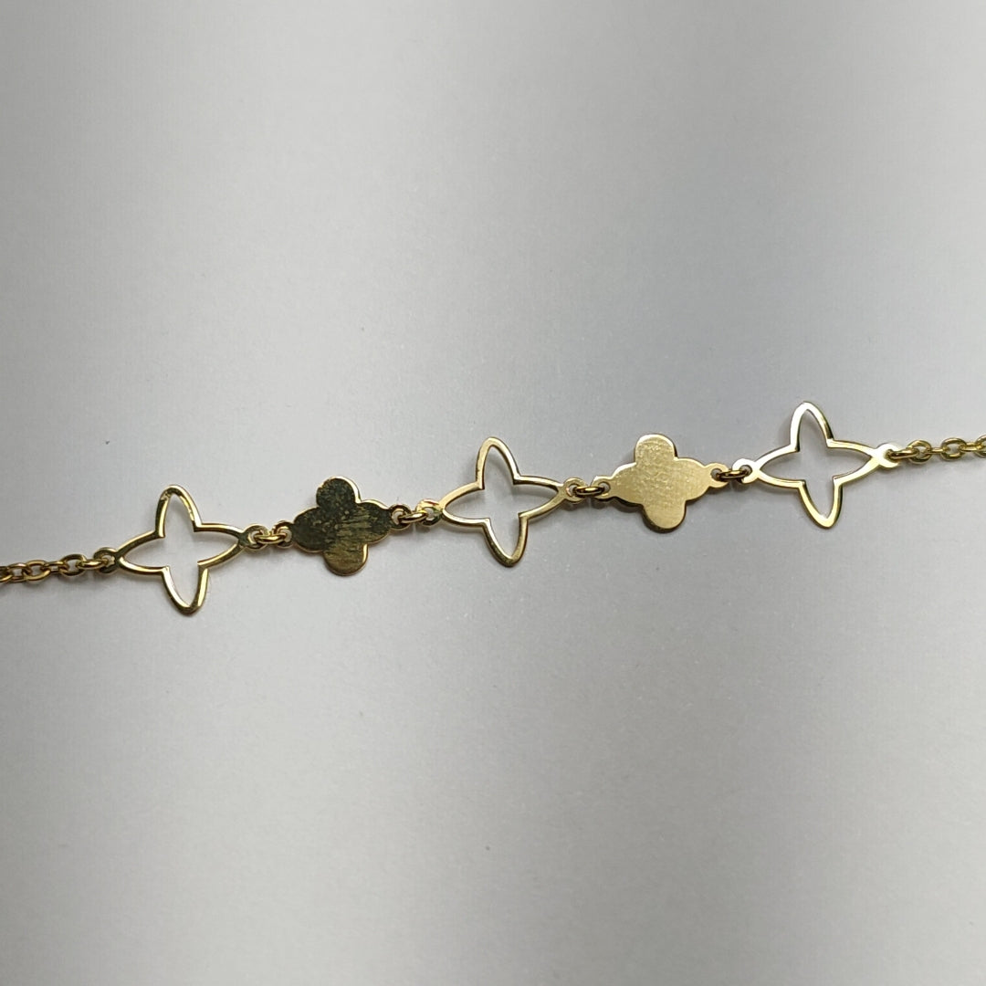 PULSERA TEJIDO ESP CON TREBOL 14K 18 CM 1.5 GR (NUEVO)