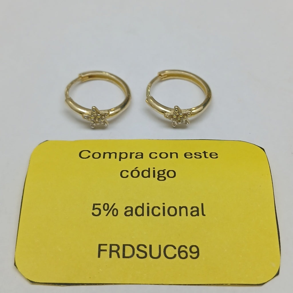 ARETES ARRACADAS FIG ESTRELLA CIRCONIAS 10K 1.6 GR (NUEVO)