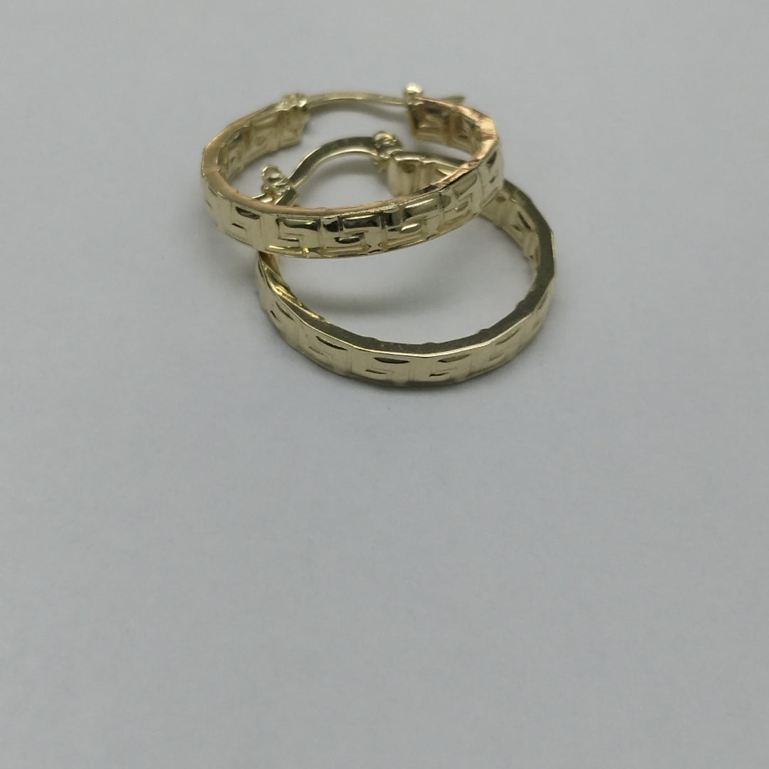 ARETES TEJIDO ARRACADAS TIPO GRECAS 14K 2.1 GR (NUEVO)