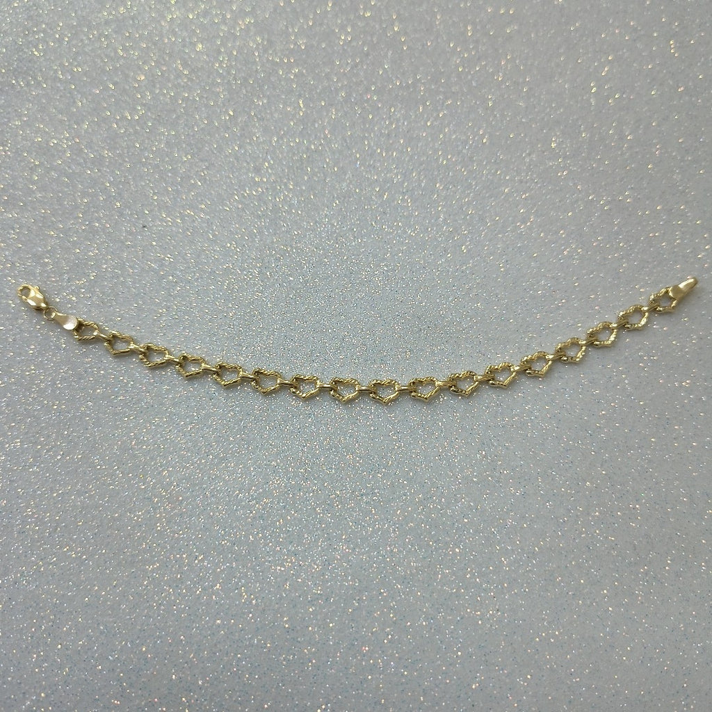 PULSERA ESPECIAL CON CORAZONES 14K 18 CM 4.2 GR (NUEVO)