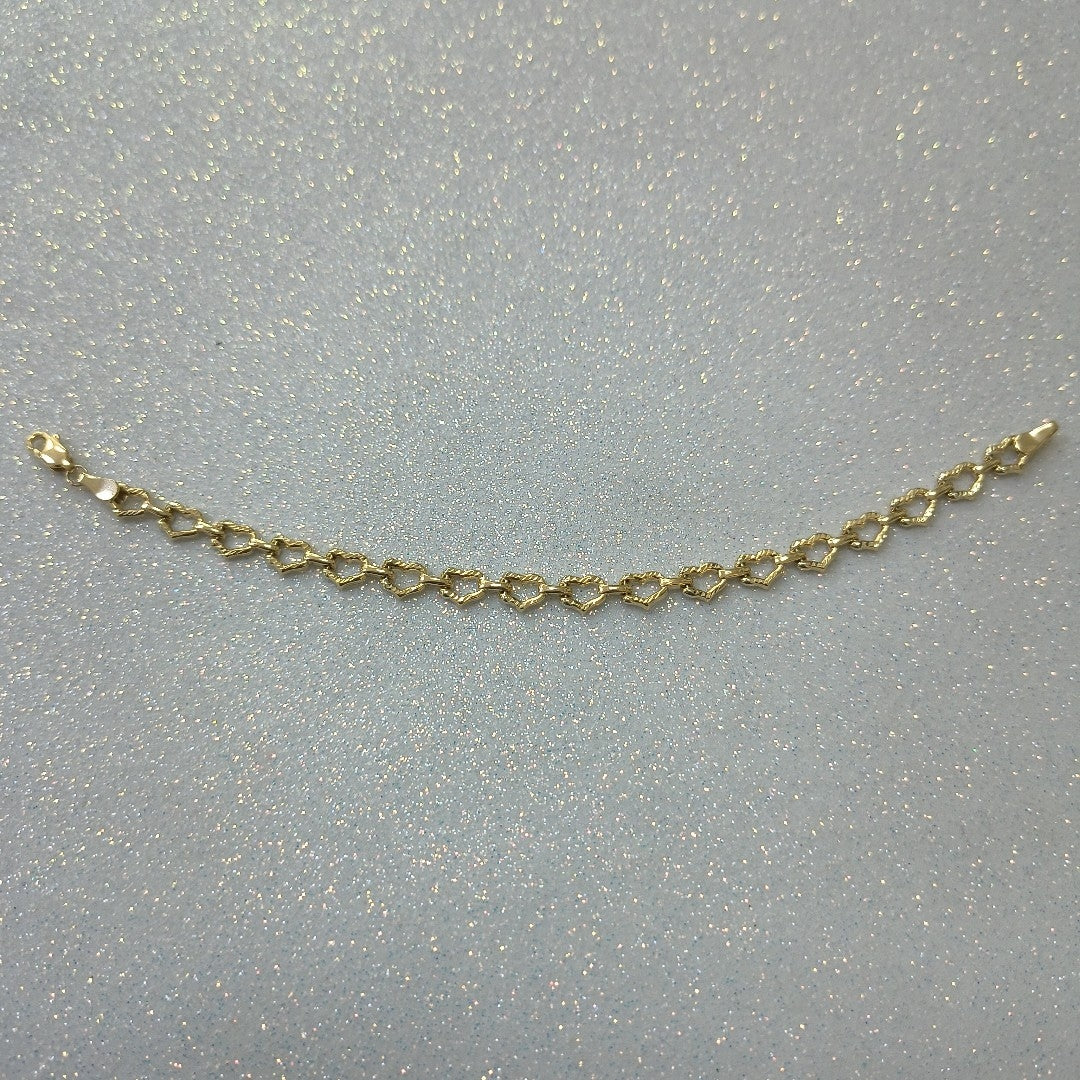 PULSERA ESPECIAL CON CORAZONES 14K 18 CM 4.2 GR (NUEVO)