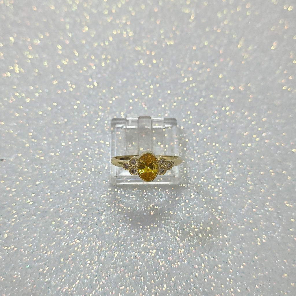 ANILLOS CON CIRCONIAS Y PIEDRA DE COLOR 14K TALLA 8 1.7 GR (NUEVO)