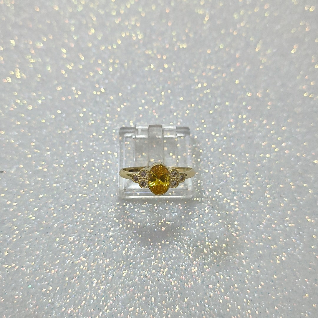 ANILLOS CON CIRCONIAS Y PIEDRA DE COLOR 14K TALLA 8 1.7 GR (NUEVO)