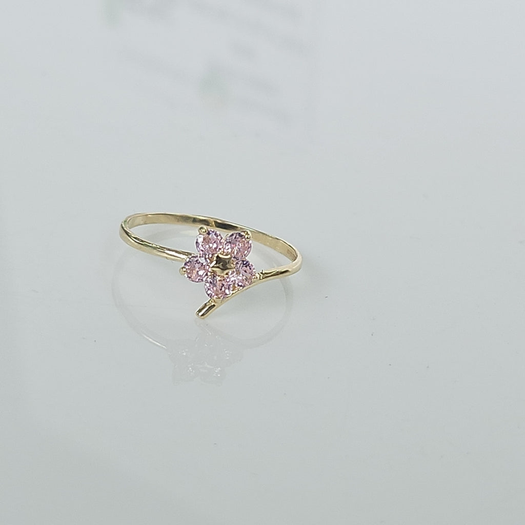 ANILLOS FIG FLOR CON PDRAS COL ROSA 14K TALLA 8 1 GR (NUEVO)