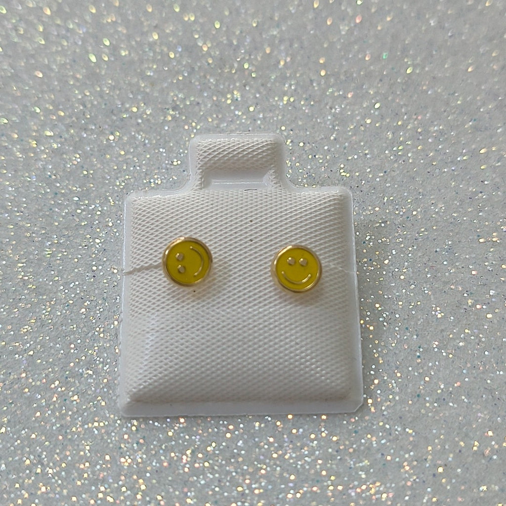 BROQUELES BROQUEL FIG SONRISA ESMALTE AMARILLO 14K 0.2074 GR (NUEVO)