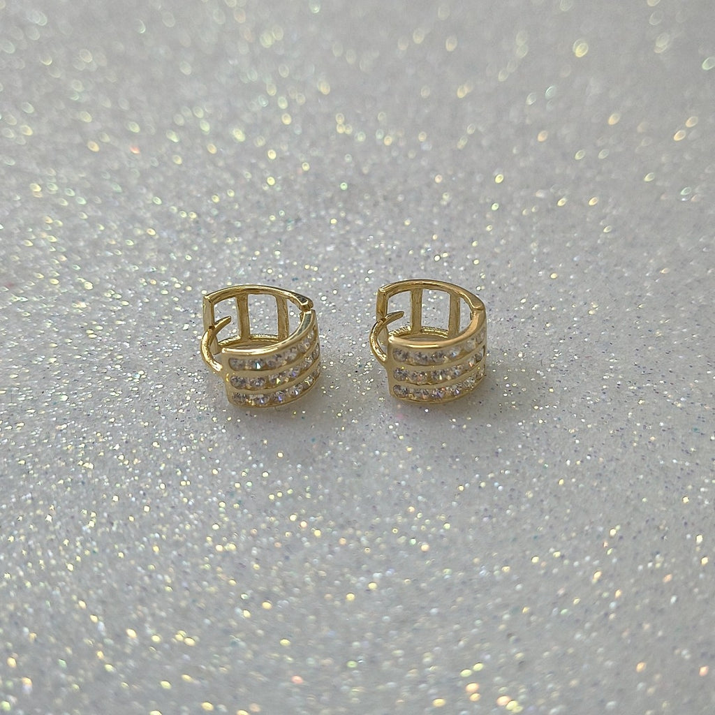 ARETES HUGGIES C CIRCONIA 14K 2.2 GR (NUEVO)