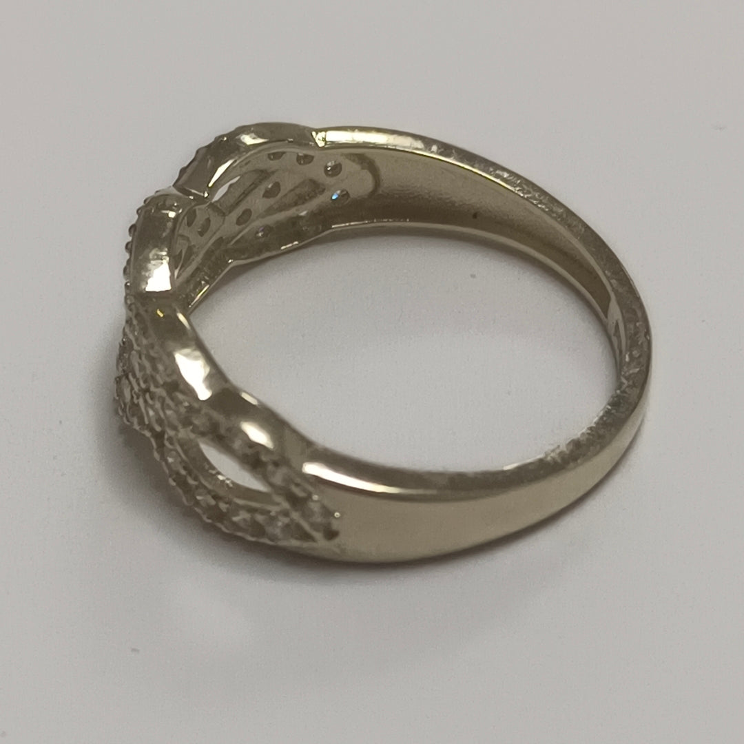 ANILLOS TRENZADO CON CIRCONIAS 14K TALLA 7 2.5 GR (NUEVO)