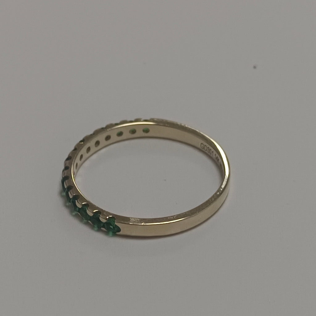 ANILLO ANILLITO MEDIA CHURUMBELA C PDRAS COLOR VERDE 14K 7 TALLA 1.5 GR (NUEVO)