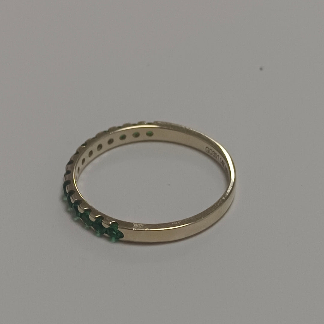 ANILLO ANILLITO MEDIA CHURUMBELA C PDRAS COLOR VERDE 14K 7 TALLA 1.5 GR (NUEVO)
