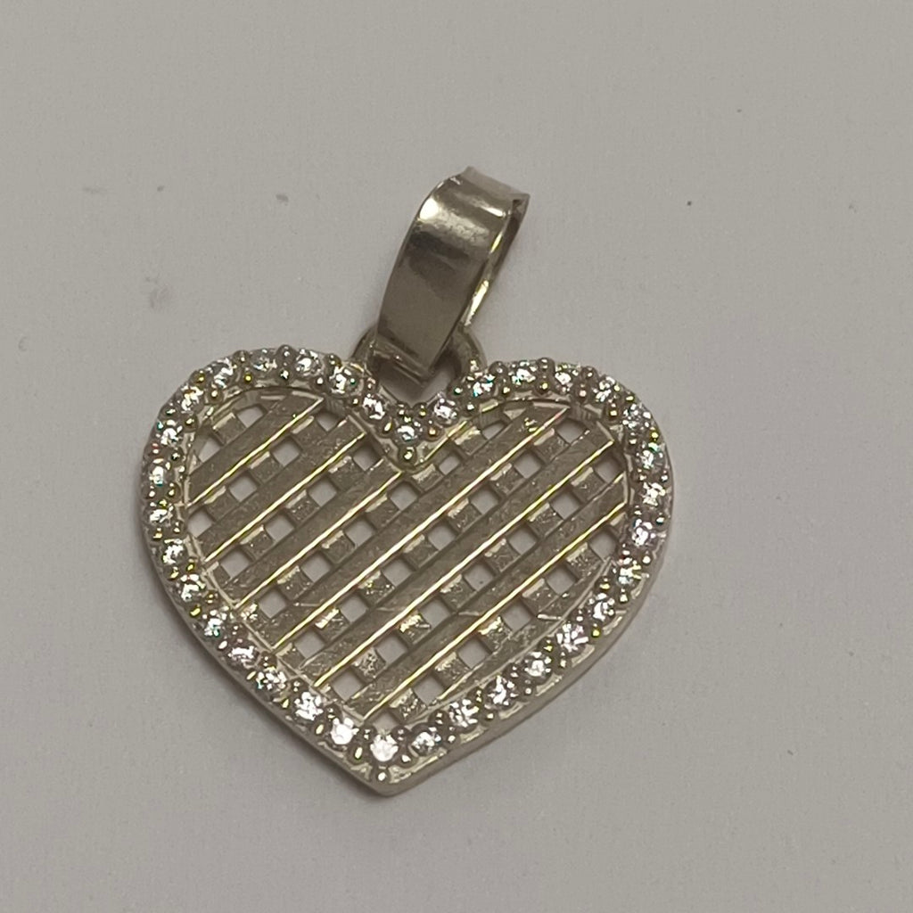 DIJE TEJIDO CORAZON CON CERCO DE CIRCONIAS 14K 1.2 GR (NUEVO)