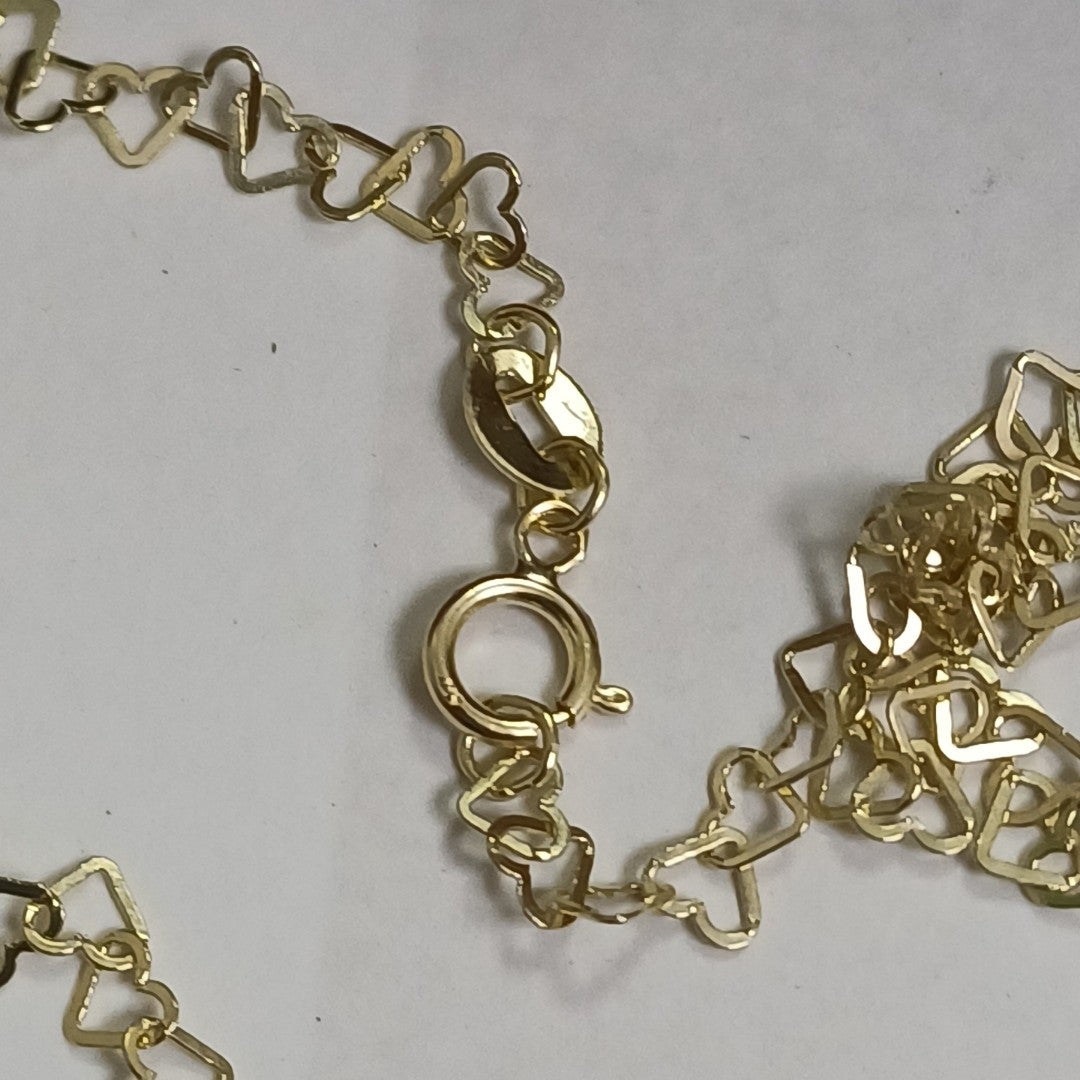 CADENAS TEJIDO CORAZONES ORO 10K 50 CM 2.5 GR (NUEVO)