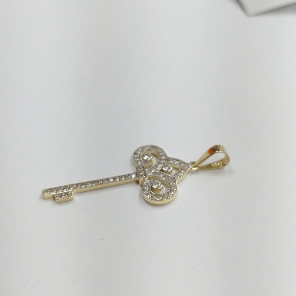 DIJE LLAVE C CIRCONIAS 14K 1.6 GR (NUEVO)