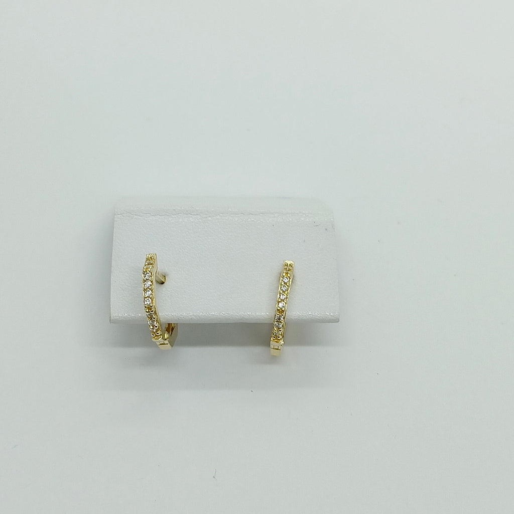 ARETES HUGGIES C CIRCONIAS 14K 1.6 GR (NUEVO)