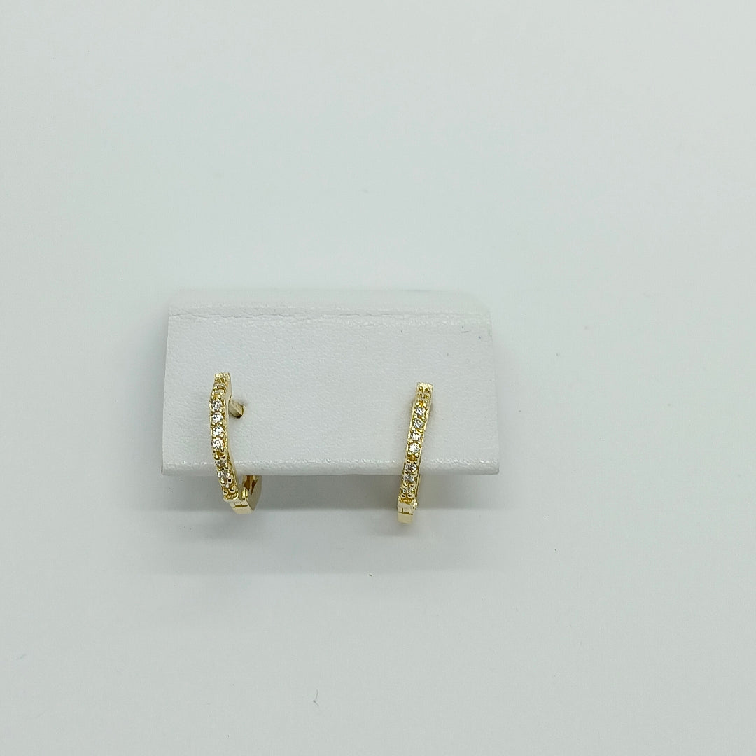 ARETES HUGGIES C CIRCONIAS 14K 1.6 GR (NUEVO)