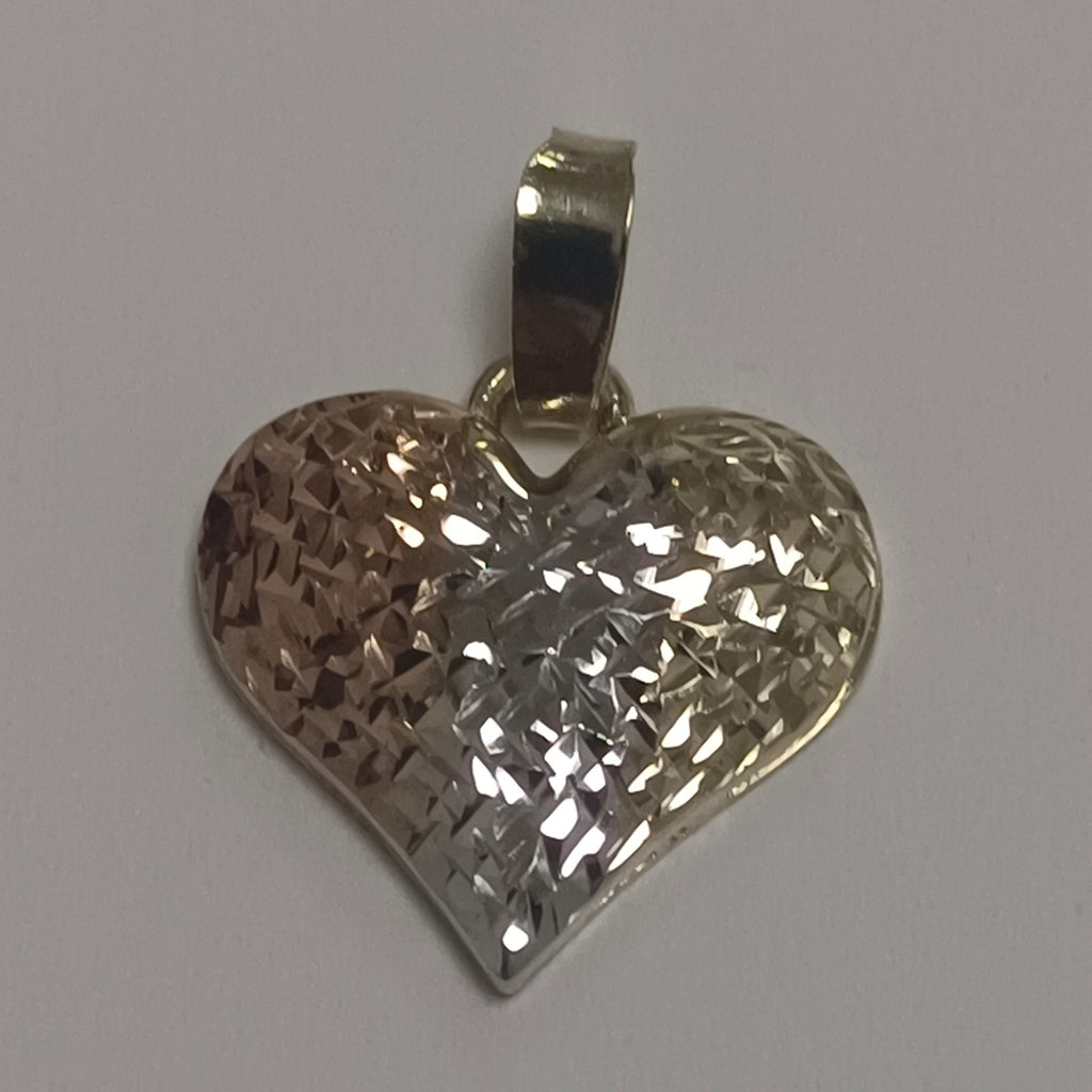 DIJE TEJIDO CORAZON LABRADO COMBINADO 14K 1.2 GR (NUEVO)
