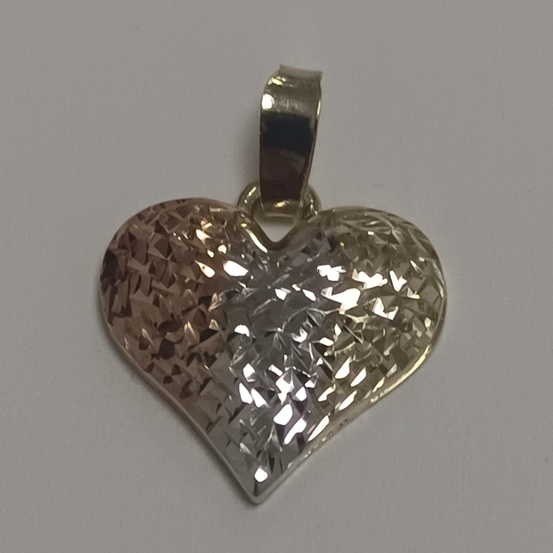 DIJE TEJIDO CORAZON LABRADO COMBINADO 14K 1.2 GR (NUEVO)