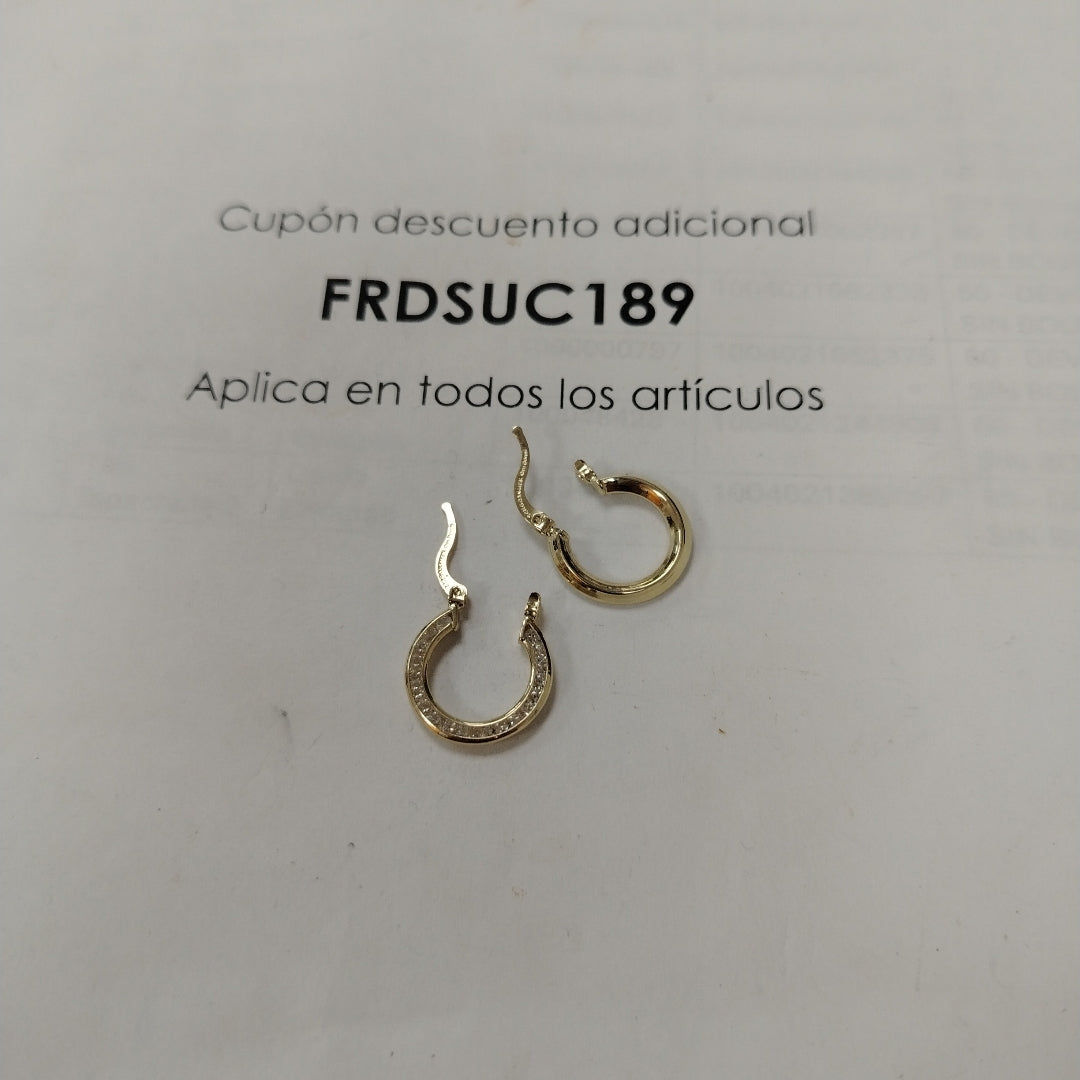 ARETES ARRACADAS CON CIRCONIAS 14K 2.3 GR (NUEVO)