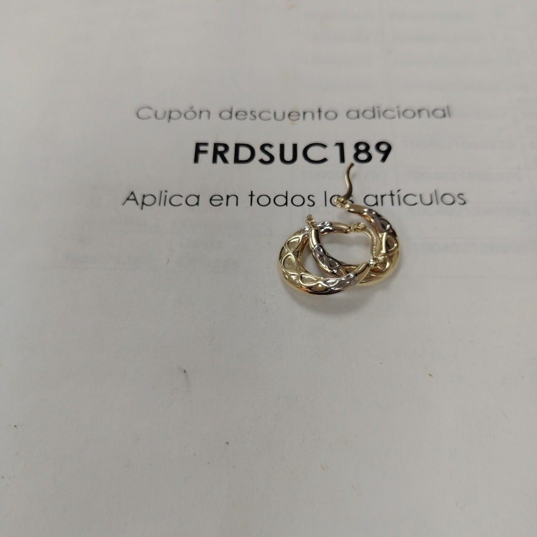 ARETES ARRACADAS COMBINADAS CON INFINITO 14K 2.1 GR (NUEVO)