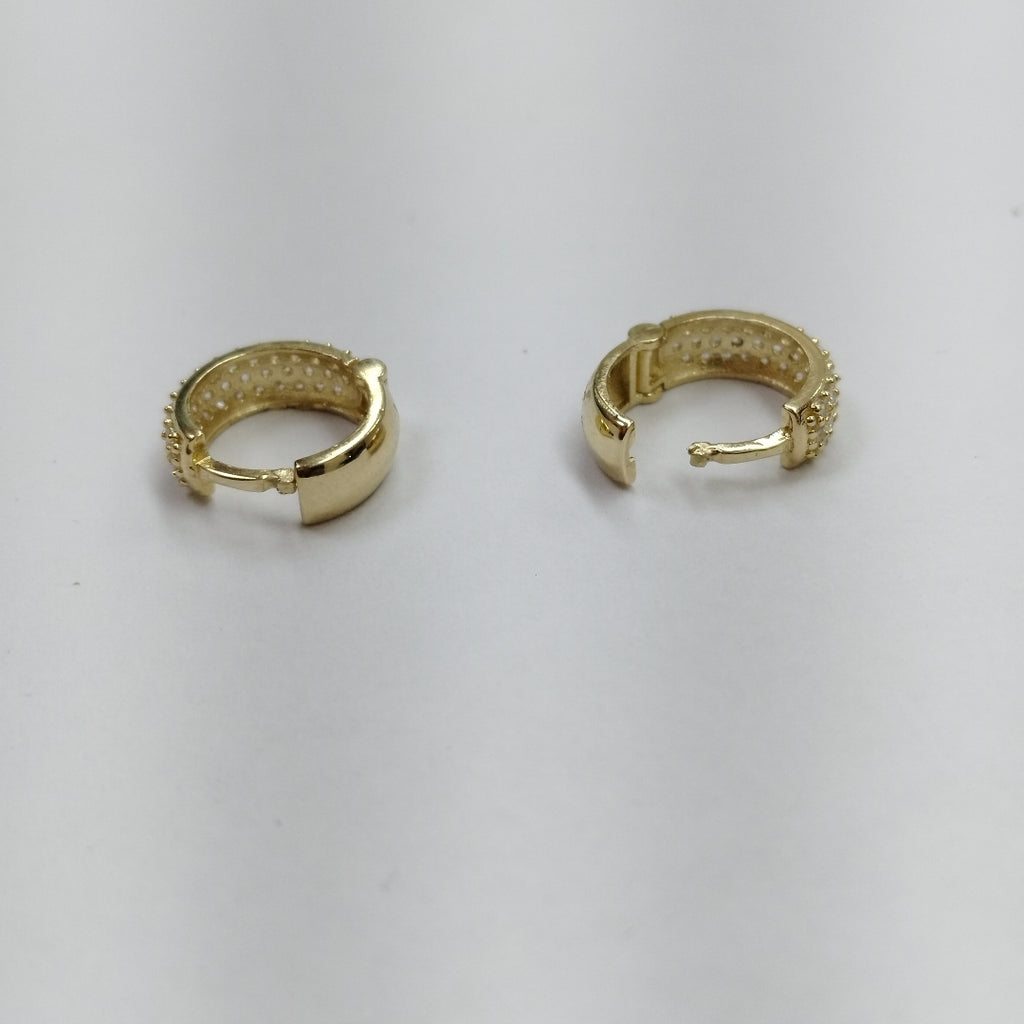 ARETES HUGGIE CON CIRCONIAS 14K 2.1 GR (NUEVO)