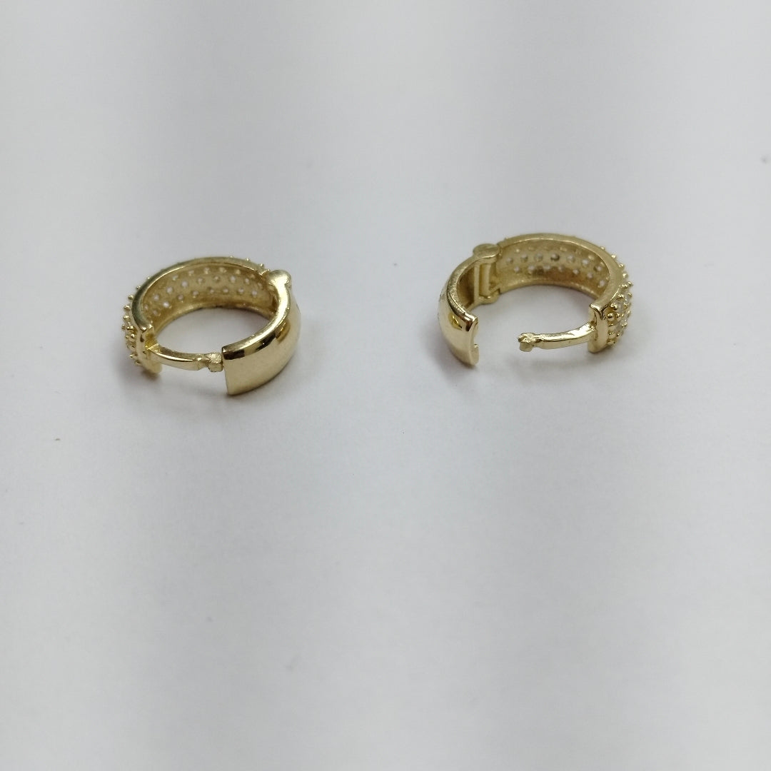 ARETES HUGGIE CON CIRCONIAS 14K 2.1 GR (NUEVO)