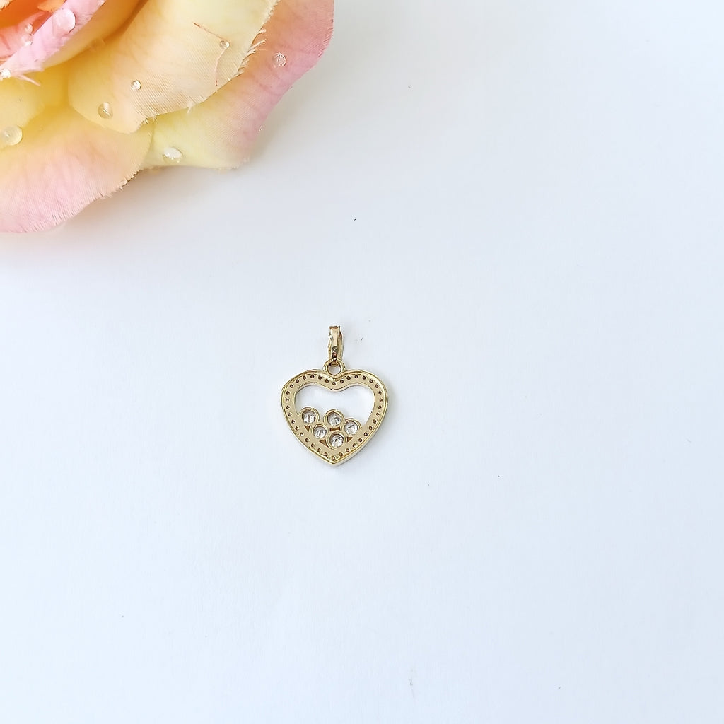 DIJE CORAZON CON CIRCONIAS 14K 1.7 GR (NUEVO)
