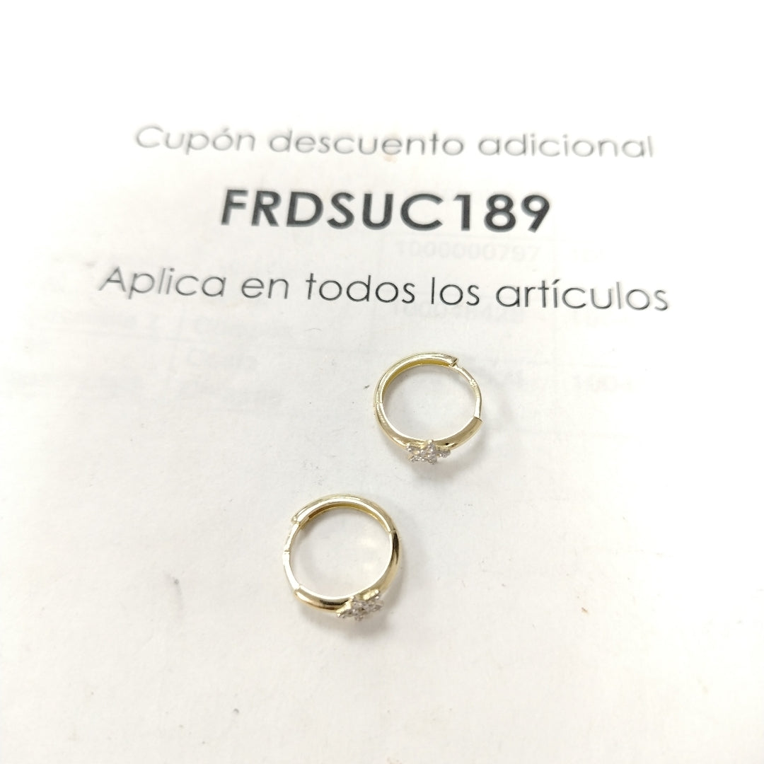 ARETES ARRACADAS FIG ESTRELLA CIRCONIAS 10K 1.7 GR (NUEVO)