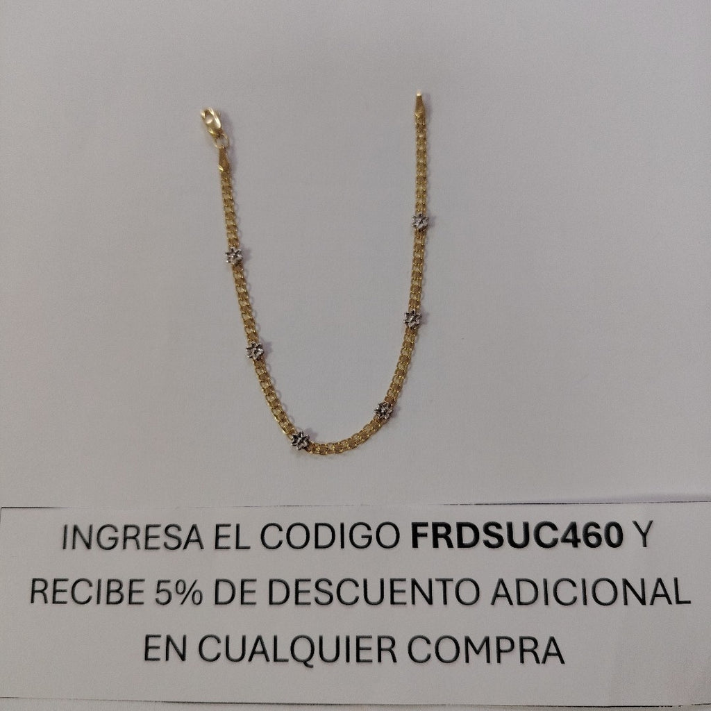 PULSERA ESPECIAL C FLORES 14K 18 CM 3 GR (NUEVO)