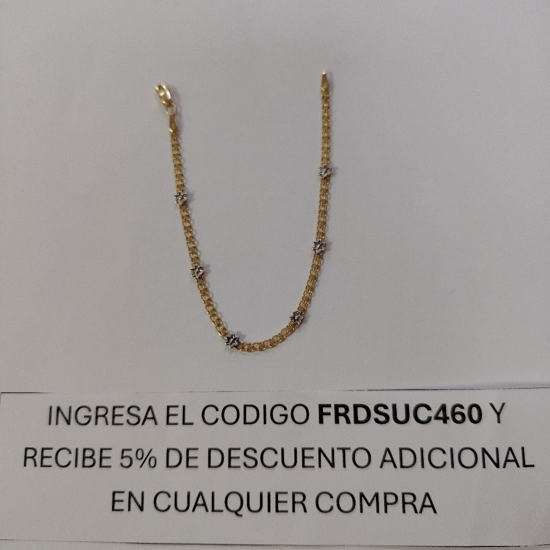PULSERA ESPECIAL C FLORES 14K 18 CM 3 GR (NUEVO)