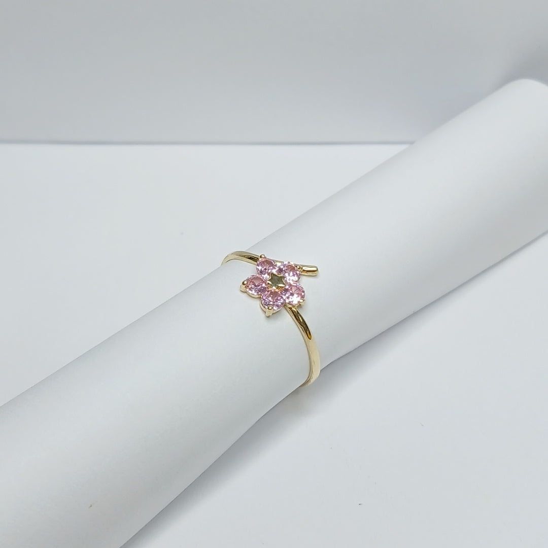 ANILLOS FIG FLOR CON PDRAS COL ROSA 14K TALLA 8 1 GR (NUEVO)