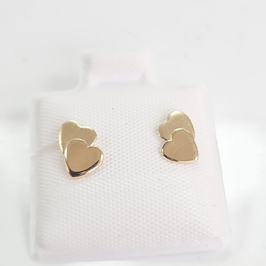 BROQUELES BROQUEL CORAZON DOBLE 14K 0.217 GR (NUEVO)
