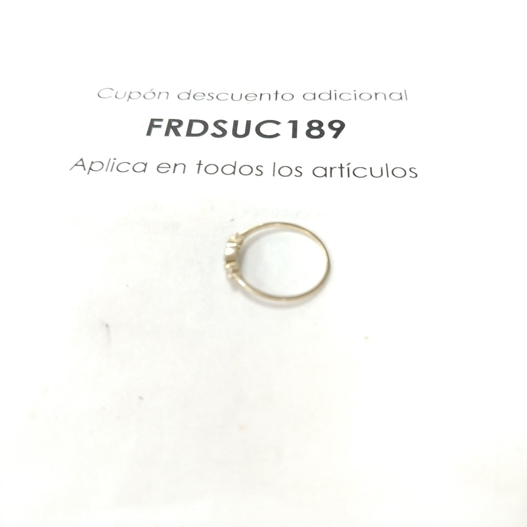 ANILLOS TEJIDO ANILLITO C CIRCONIAS Y PIEDRA VERDE 14K 9 1.2 GR (NUEVO)