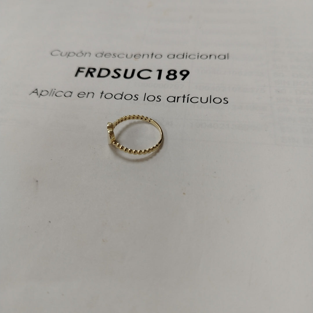 ANILLO ANILLITO FIG CORAZON C CIRCONIAS 14K 7 TALLA 1.6 GR (NUEVO)