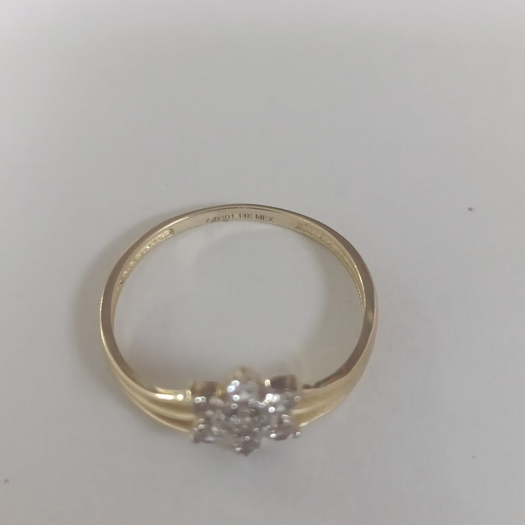 ANILLO ANILLITO FLOR C CIRCONIAS 14K 7 TALLA 1.3 GR (NUEVO)
