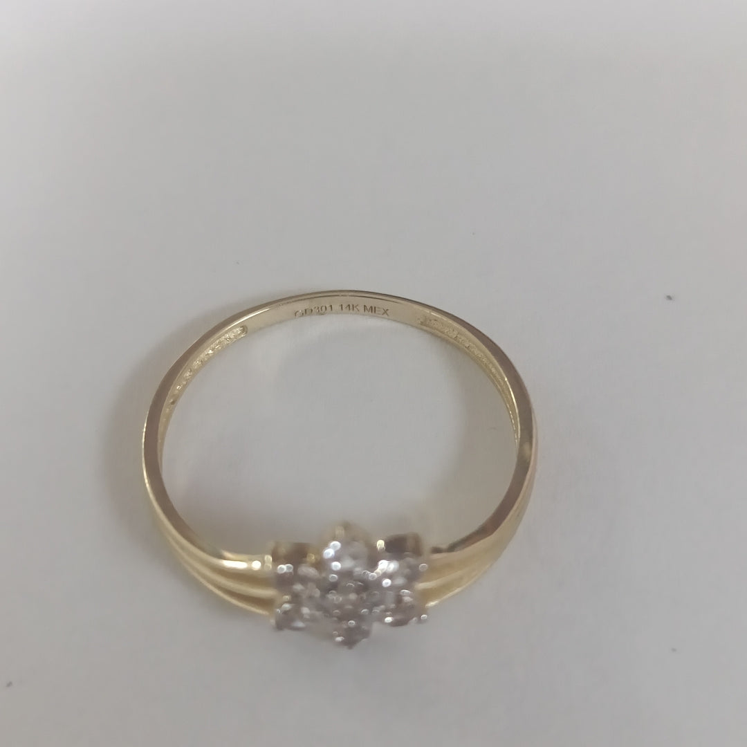 ANILLO ANILLITO FLOR C CIRCONIAS 14K 7 TALLA 1.3 GR (NUEVO)