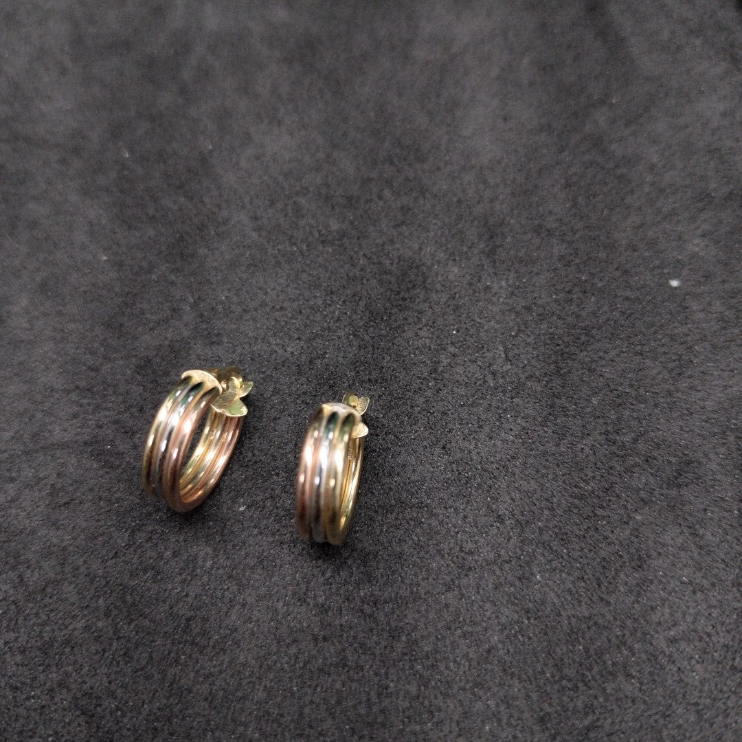 ARRACADAS PAR ORO COMBINADO 14 K 1.5 GRMS (SEMINUEVO)