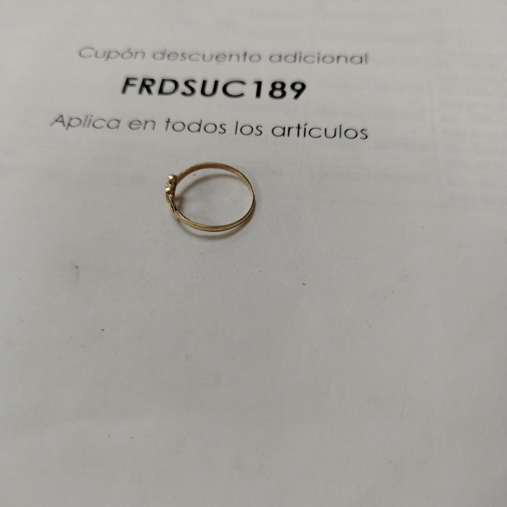ANILLO ANILLITO CORAZONES UNIDOS C CIRCONIAS 14K 8 TALLA 0.8 GR (NUEVO)
