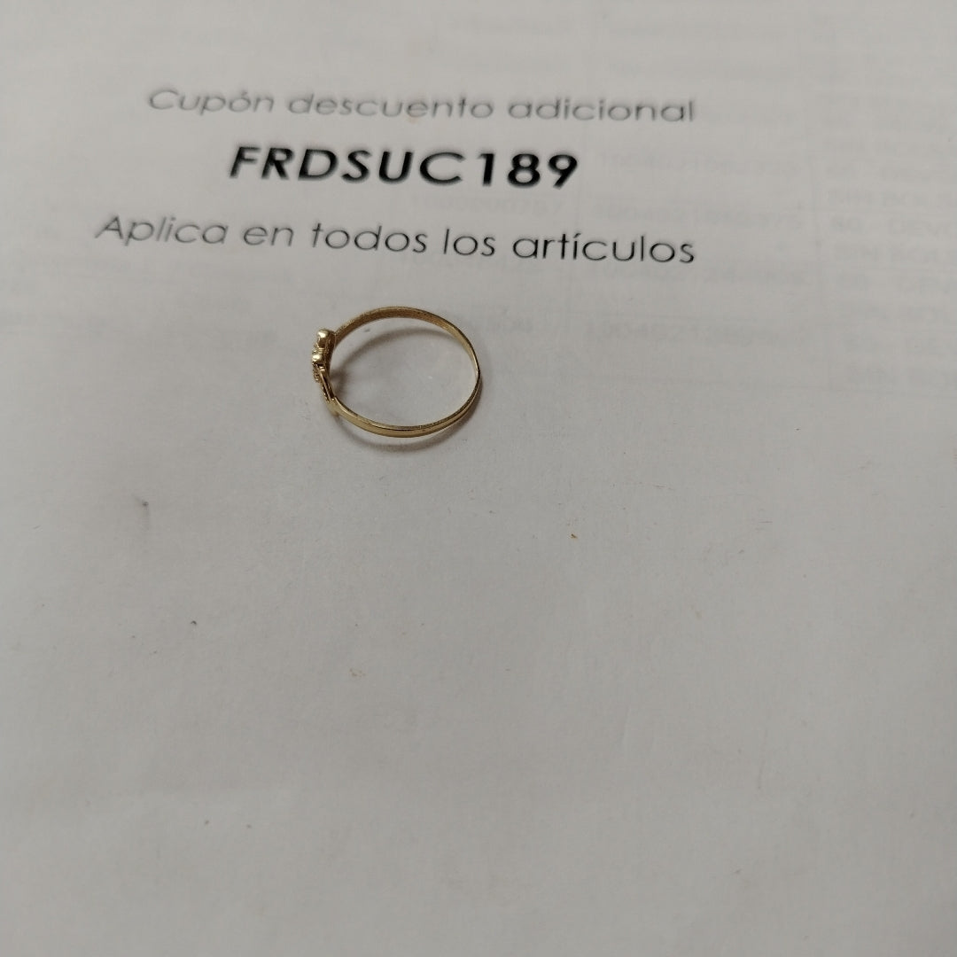 ANILLO ANILLITO CORAZONES UNIDOS C CIRCONIAS 14K 8 TALLA 0.8 GR (NUEVO)