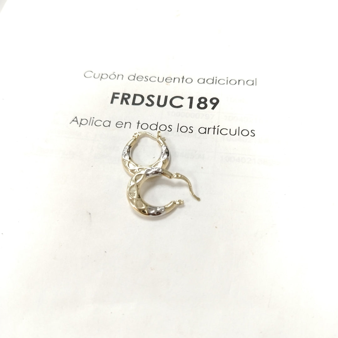 ARETES ARRACADAS COMBINADAS CON INFINITO 14K 2.1 GR (NUEVO)
