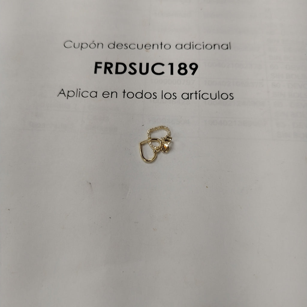DIJE TEJIDO DOS CORAZONES CON CIRCONIAS 14K 1.4 GR (NUEVO)