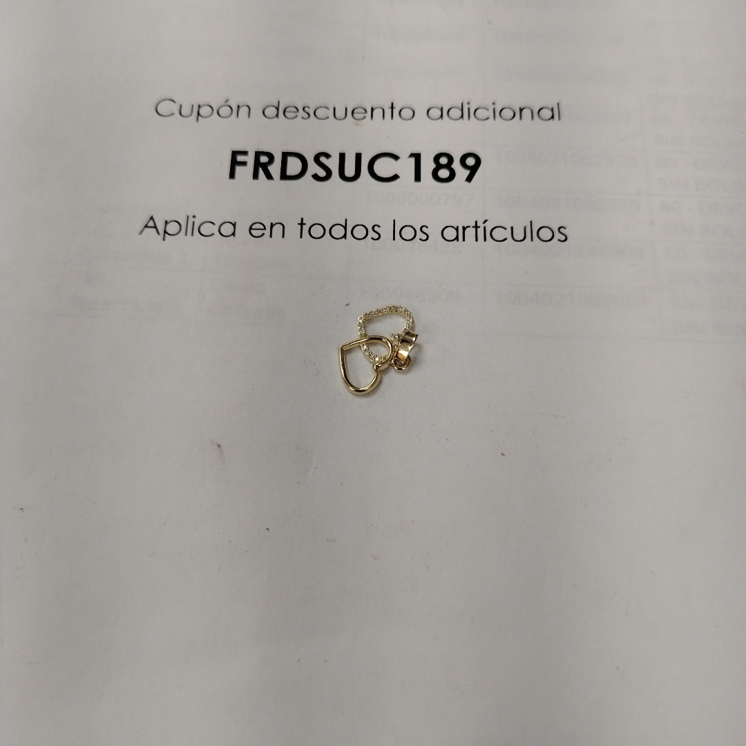 DIJE TEJIDO DOS CORAZONES CON CIRCONIAS 14K 1.4 GR (NUEVO)