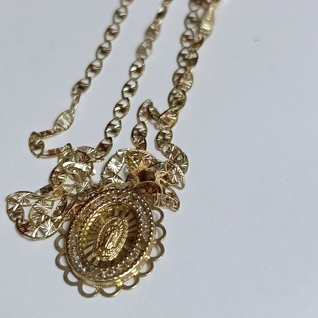 CADENA,MEDALLA RELIGIOSA ORO COMBINADO 10 K 3,80 GRMS (SEMINUEVO)