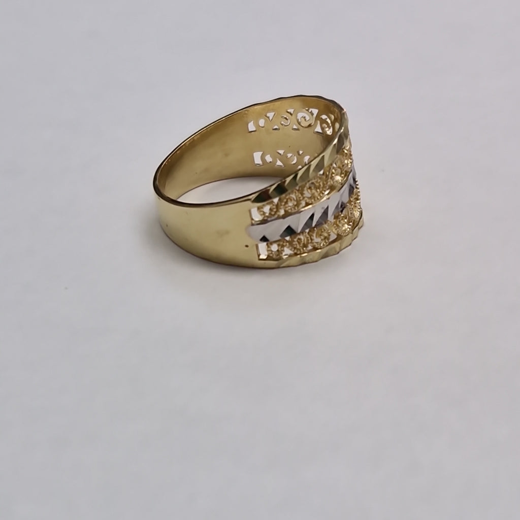 ANILLOS TIPO FILIGRANA COMBINADO 14K TALLA 7 2.8 GR (NUEVO)
