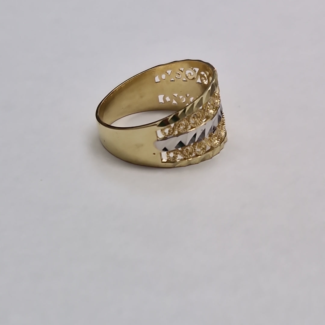 ANILLOS TIPO FILIGRANA COMBINADO 14K TALLA 7 2.8 GR (NUEVO)