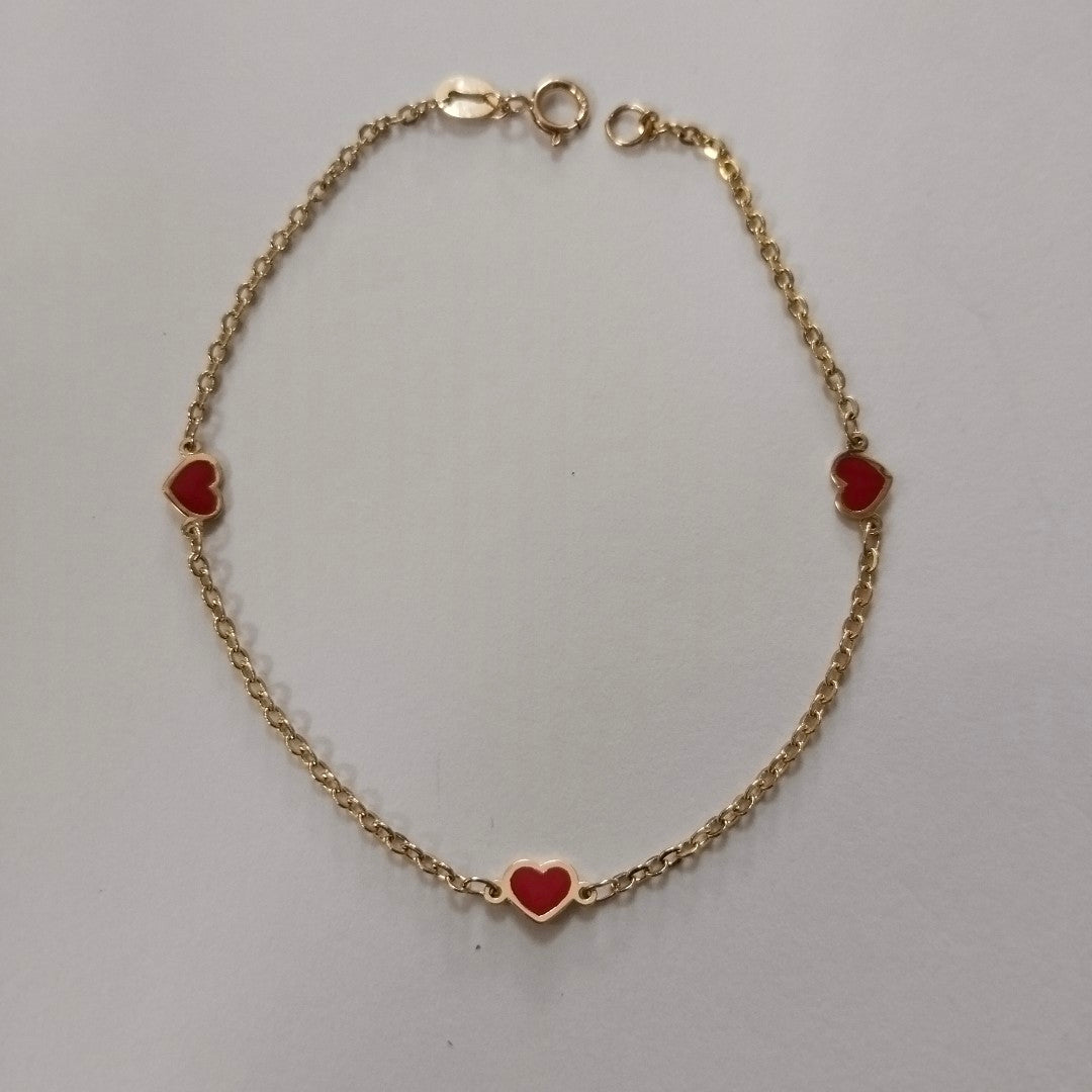 PULSERA ESPECIAL CON CORAZONES 14K 18 CM 1.3 GR (NUEVO)